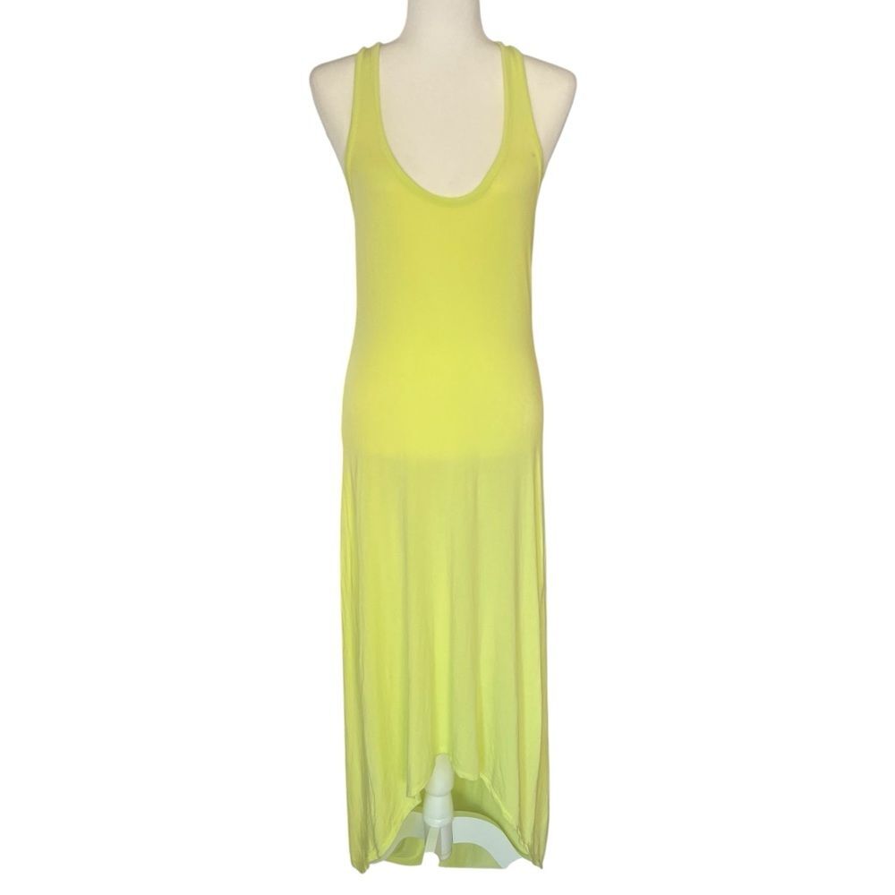 NWT Victorias Secret High Low Maxi Dress Stretch Knit Neon Lime Green Medium